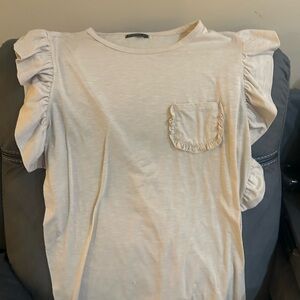 Cream Ruffle Sleeve Top